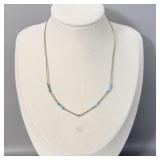 Liquid Sterling Silver Tuquoise Necklace 14'