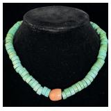 Vintage Heavy Sterling Silver Turquoise & Coral >
