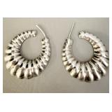 Vintage Sterling Silver Taxco Hoop Earrings TR-15