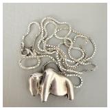 Vintage Sterling Silver Buffalo Necklace 24' .925>