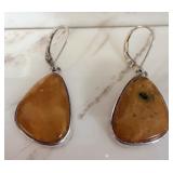 Sterling Silver Butterscotch Amber Dangle Earrings