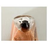 Sterling Silver Mens Agate Ring sz 10
