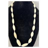 Handcarved Bovine Bone Bead Necklace 28'