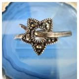 Sterling Silver Shooting Star Marcastite Ring sz 8