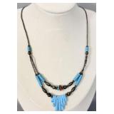 Liquid Sterling Silver Turquoise & Coral Necklace>