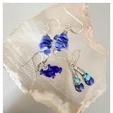 (3)pr Sterling Silver Turquoise & Lapis Earrings