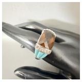 Sterling Silver Whiskey Topaz Turquoise Ring >