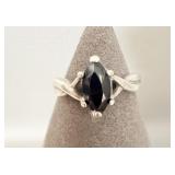 Sterling Silver Obsidian Ring sz 10