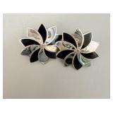 Sterling Silver Mother of Pearl Abalone Onyx >