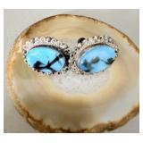 Sterling Silver Taxco Turquoise Screwback Earrings