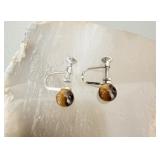 Sterling Silver Tiger Eye Screwback Earrings