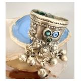 Silver Tone Dangle Ring sz 11