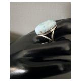 Sterling Silver Larimar Caribbean Stone Ring sz9