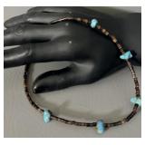 Sterling Silver Turquoise Heishi Bead Necklace 14'