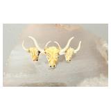 Vintage Enamel Longhorn Brooch