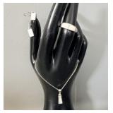 Sterling Silver Mother of Pearl Necklace, Ring &>