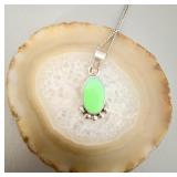 Sterling Silver Green Gaspeite Navajo Necklace >