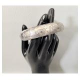 Sterling Silver Etched Scroll Bangle Bracelet