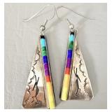 Sterling Silver Zuni Kokopelli Beaded Dangle >