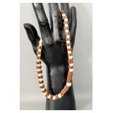 Vintage Handmade Coconut Wood Beaded Necklace 14'