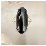 Sterling Silver Onyx Ring sz 7.5