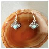 Sterling Silver Turquoise Open Filigree Earrings