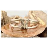 Sterling Silver Navajo Abalone Butterfly Cuff >