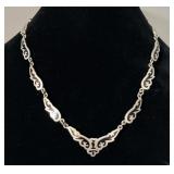 Vintage Sterling Silver Mexico City Black Enamel >