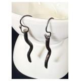 Vintage Sterling Silver Wiggle Sea Grass Earrings>