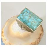 Vintage Sterling Silver Native American Turquoise>