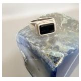 Large Sterling Silver Onyx Mens Ring sz 12.5 >