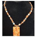 Sterling Silver Spiny Oyster Mosaic Pendant >