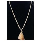Sterling Silver Jasper Necklace 24' .925 Chain