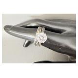 Sterling Silver Camo Wedding Ring Set sz 7