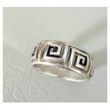 Greek Key Meander Sterling Silver Menï¿½s Ring sz 11
