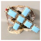 Large Sterling Silver Faux Lariamar Coral Cross >