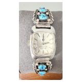 Sterling Silver Turquoise Watch Tips w/ Bulova >