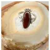 Sterling Silver Navajo Carnelian Ring sz 8.5 >