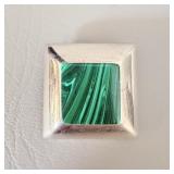 Mexican Sterling Silver Green Malachite Brooch