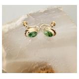1/20 12k Gold Filled Malachite Screwback Earrings