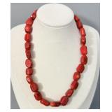 Sterling Silver Barse Coral Bead Necklace >