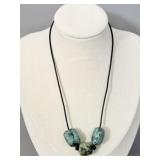 Sterling Silver Clasp Rope Turquoise Beaded >
