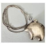 Large Southwest Native Sterling Silver Bear>