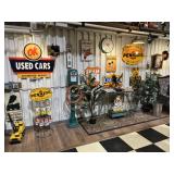 Extensive collection of automotive and petroleum advertising signs, air service equipment, oil cans,