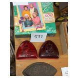 2 antique 1950ï¿½s Cadmium red glass tail lights