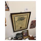 1914 glass framed coal pipe electrical diploma