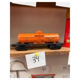 Vintage Lionel O gauge orange tank car