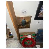 Vintage painting in metal frame
