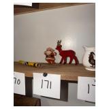 Pair of vintage flocked Christmas decorations
