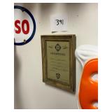 Vintage 1971 Little League framed award